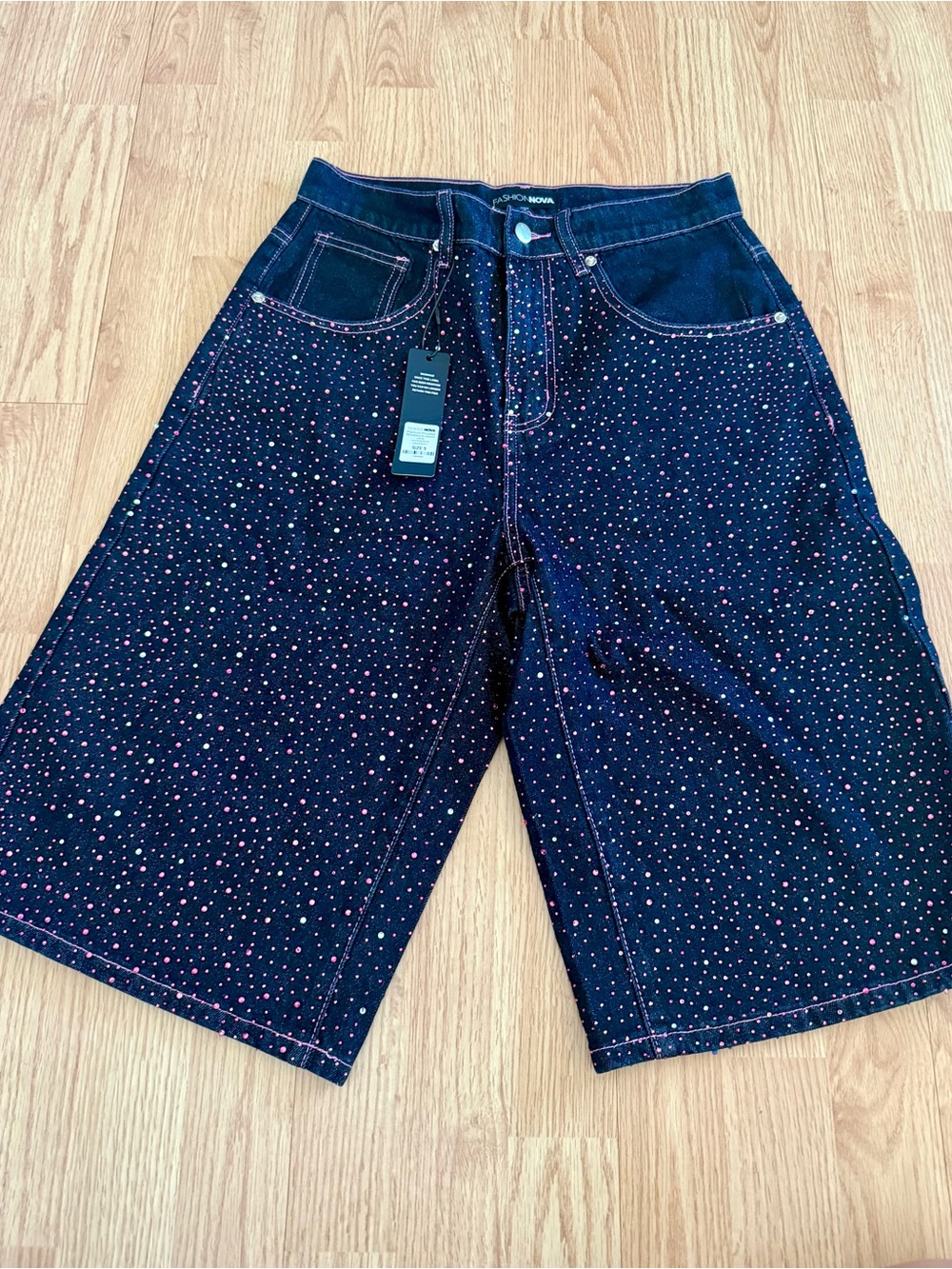 Fashion Nova Rhinestone Denim Shorts